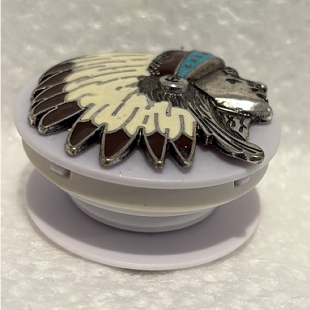 Hand Crafted Silver and Brown Indian Chief Phone Grip